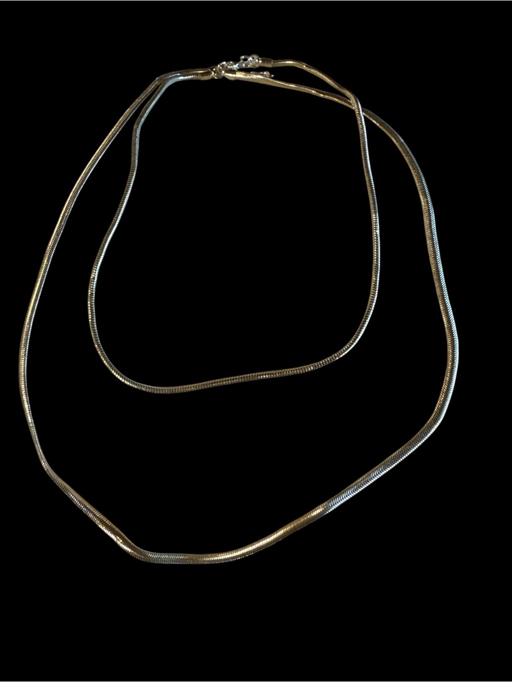 Classic lightweight Silver tone Snake Double Necklace - see pics
